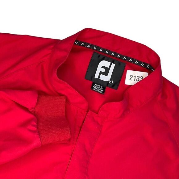 FOOTJOY Size‎ Large 1/2 Zip Red Performance Pullover Jacket Golf Windshrt Lined - Picture 1 of 10